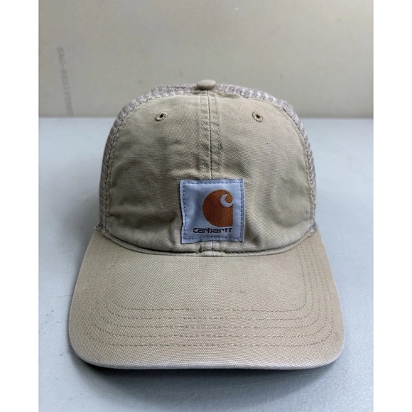 Carhartt Other - Carhartt Hat Snap-back Baseball Cap Tan Mesh Back Canvas Center Logo Workwear